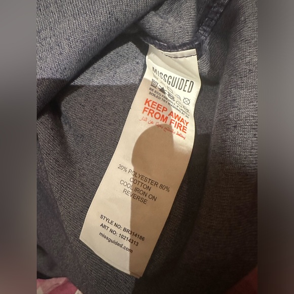 Missguided x Sean John Navy Velour Suede Oversized tee t-shirt women us 2 - Picture 6 of 7